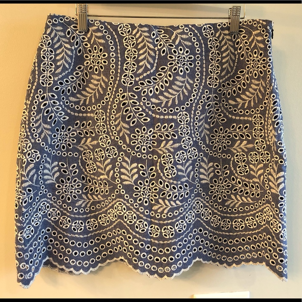 Loft Lace and Chambray Skirt NWT sz 12